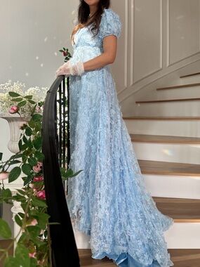 Bridgerton Daphne Regency Blue Lace Dress